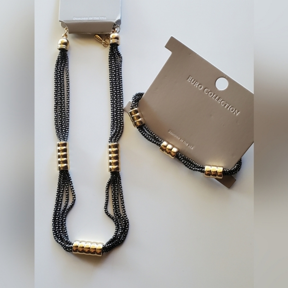 Beaded and Layered Necklace and Bracelet Set